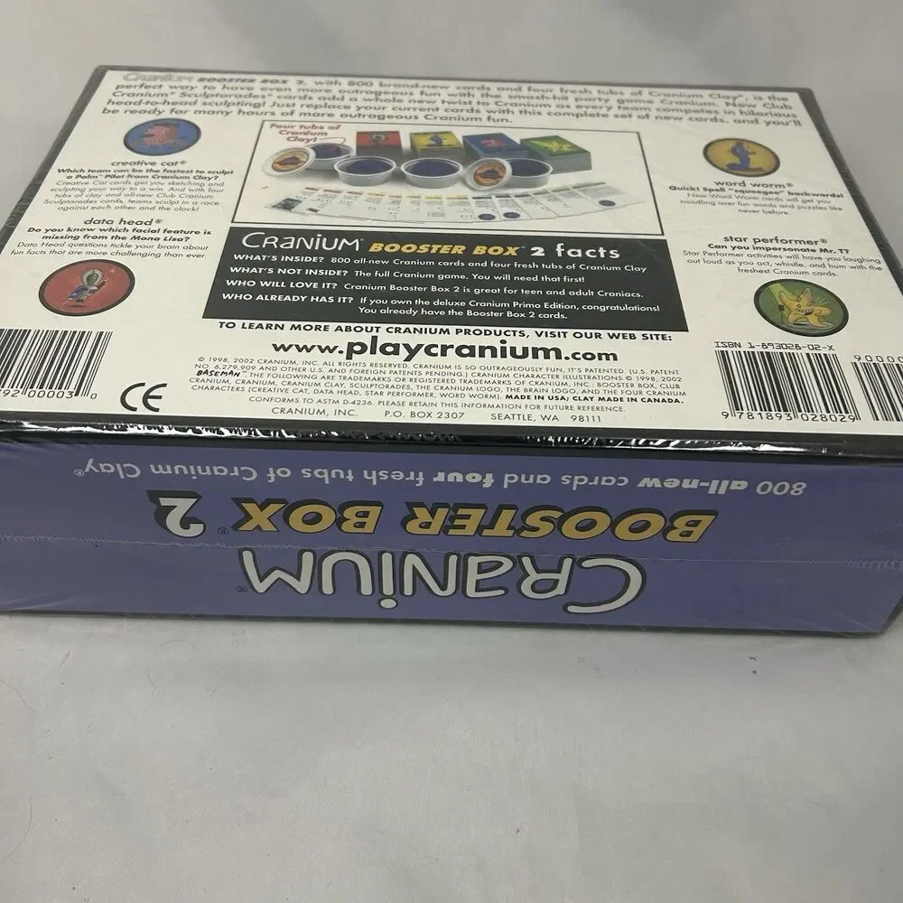 NIB Cranium Booster Box 2 Expansion Set 800 Cards 4 Tubs of Clay Unopened